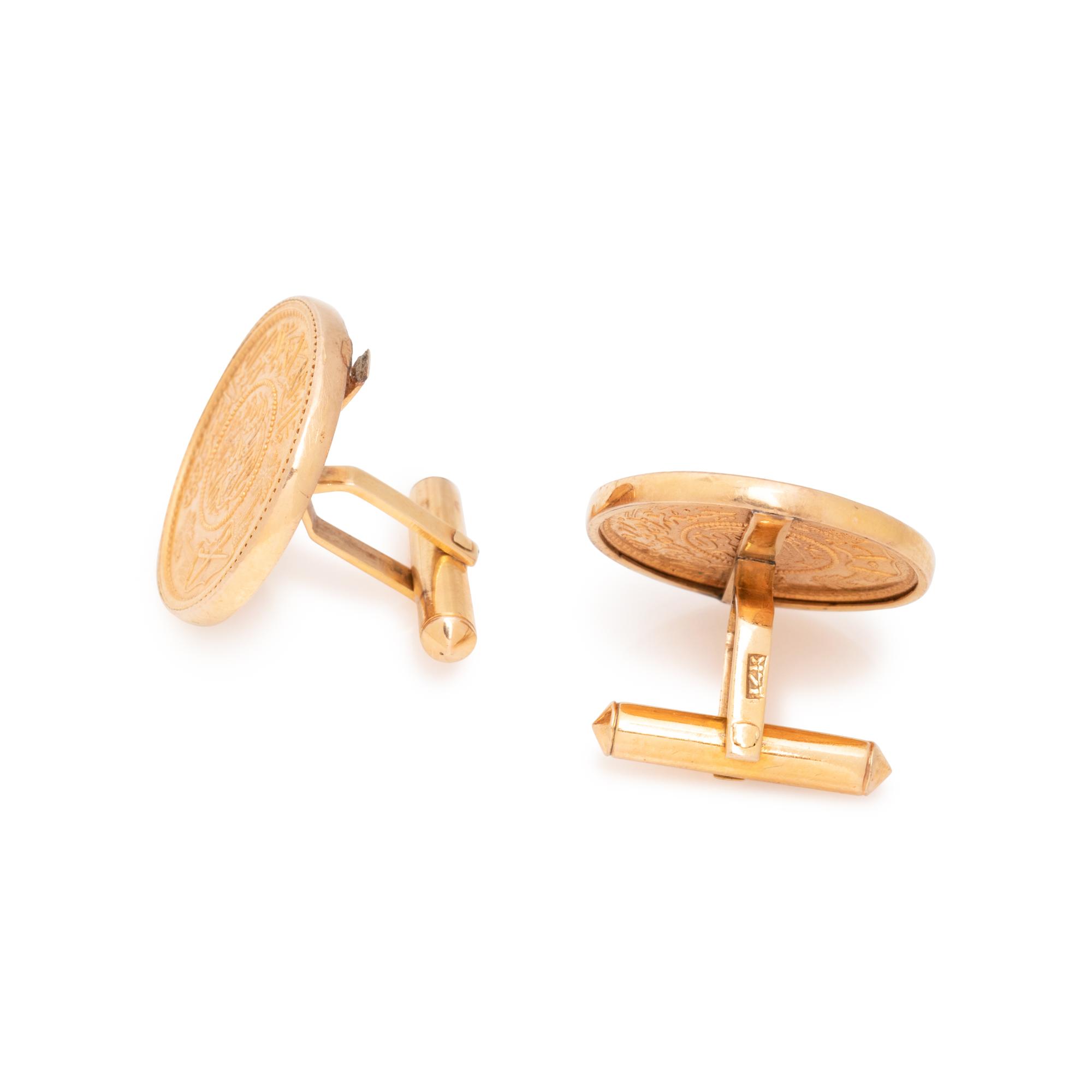 YELLOW GOLD COIN CUFFLINKS