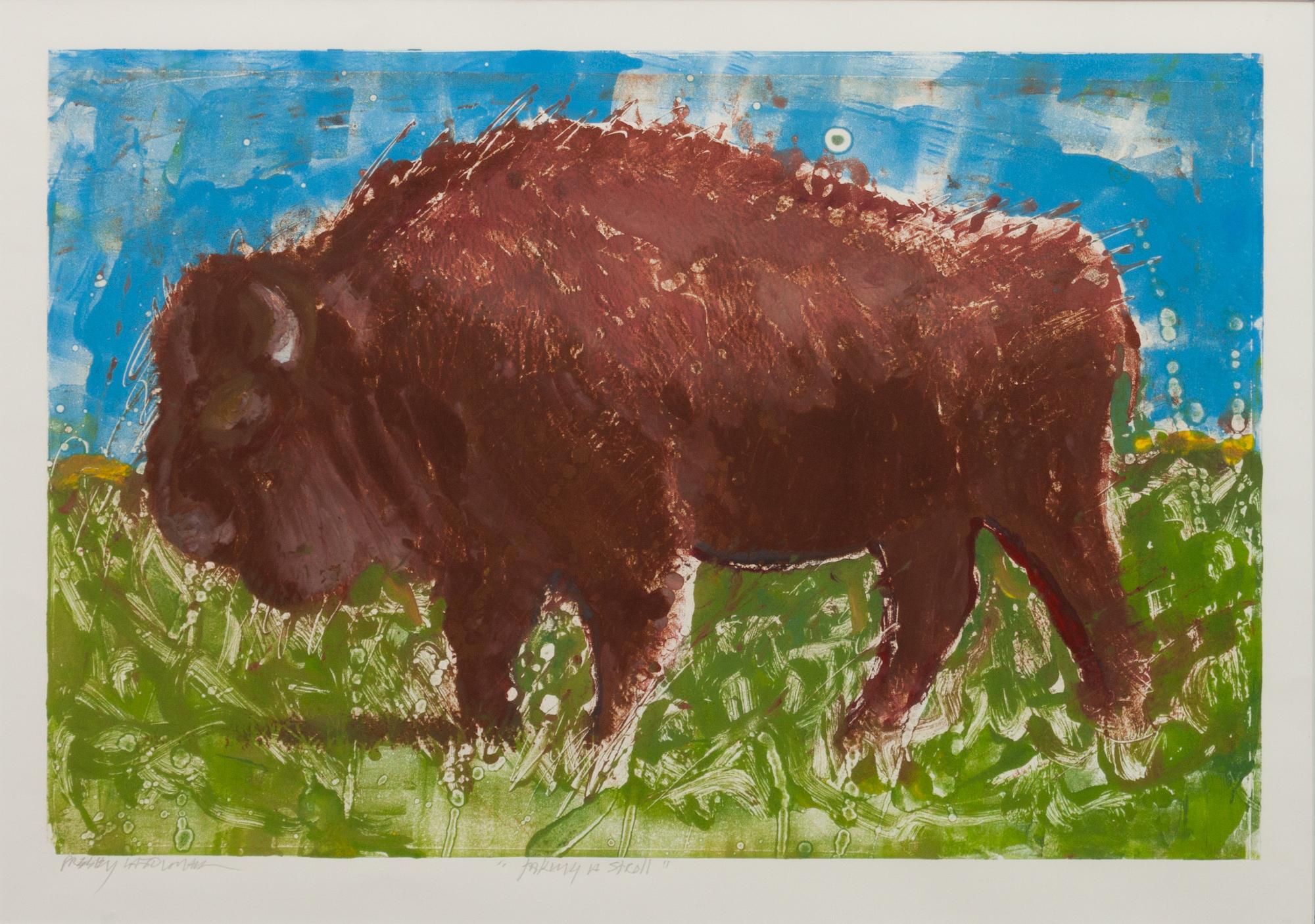 Two Works: Buffalo in the Flowers, 2012; Taking a Stroll , 2012