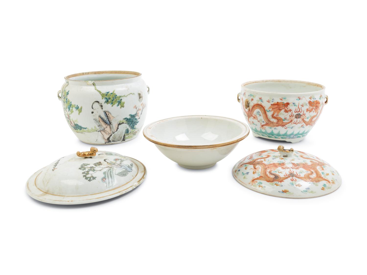 Two Chinese Famille Rose Porcelain Jars and Covers