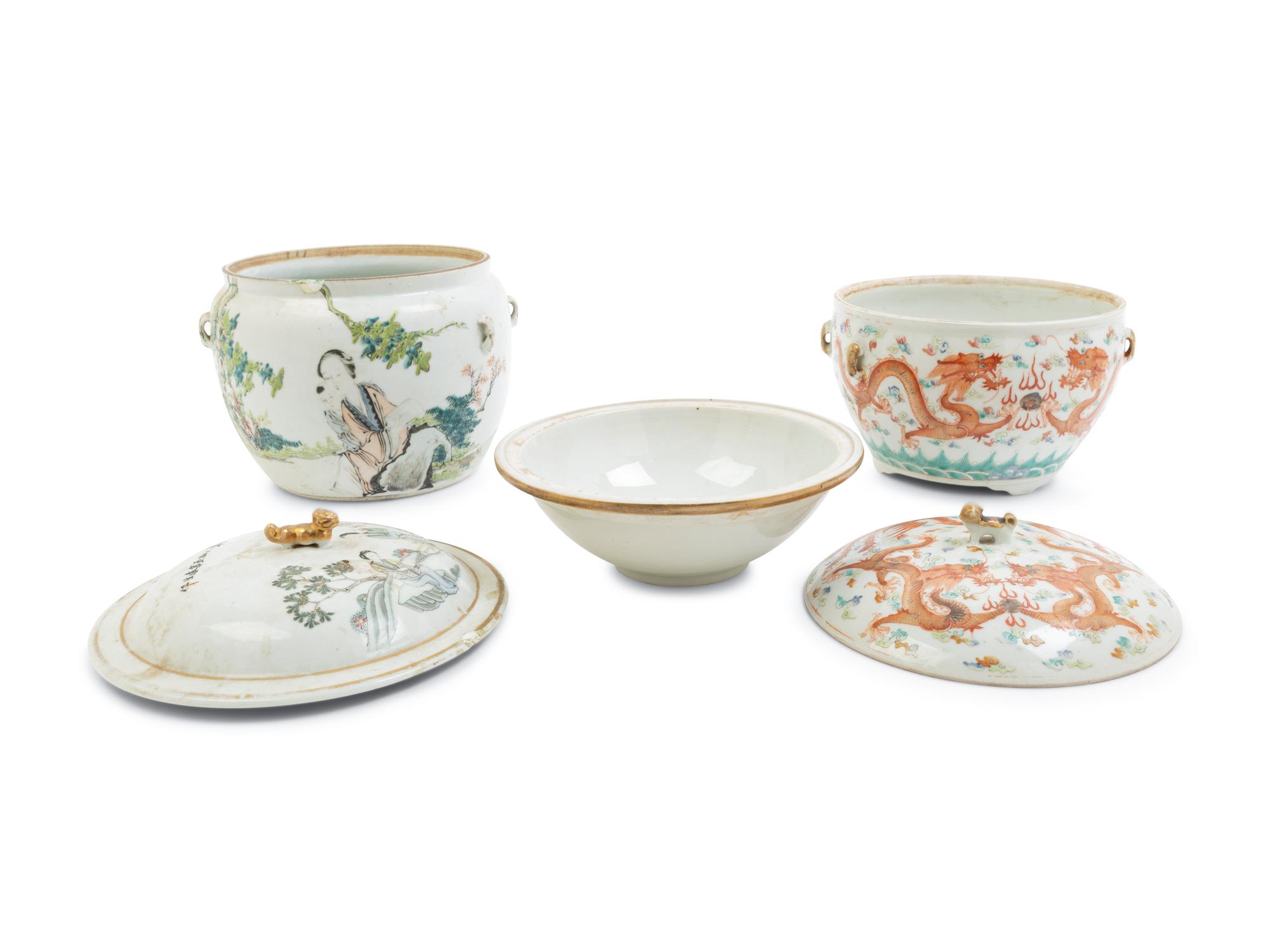 Two Chinese Famille Rose Porcelain Jars and Covers