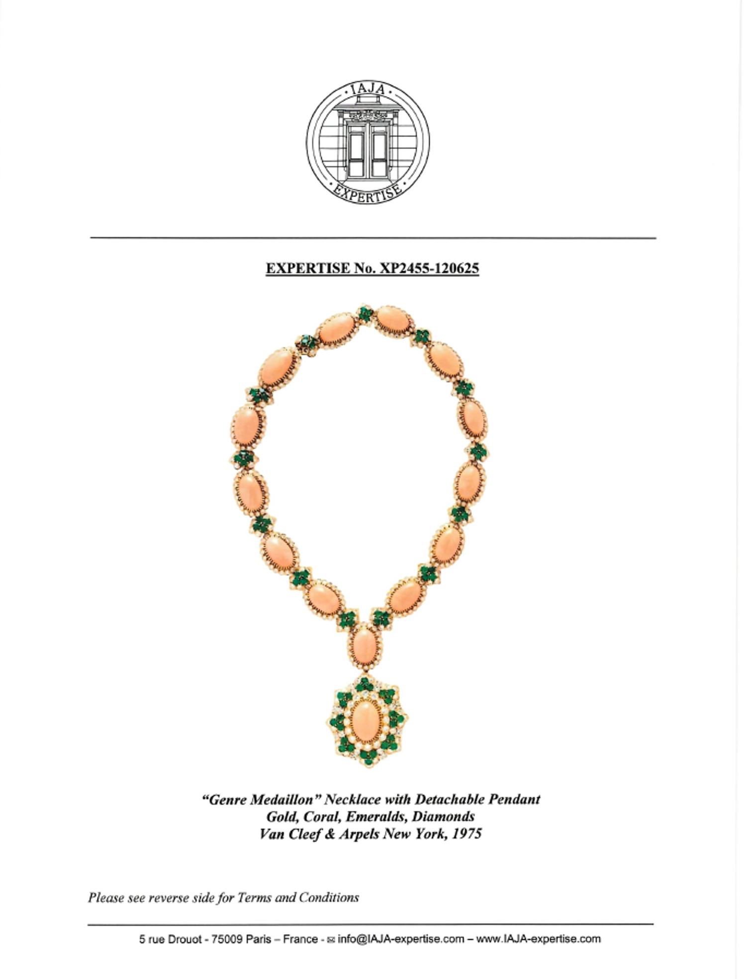 VAN CLEEF & ARPELS, CORAL, DIAMOND, AND EMERALD JEWELRY SUITE