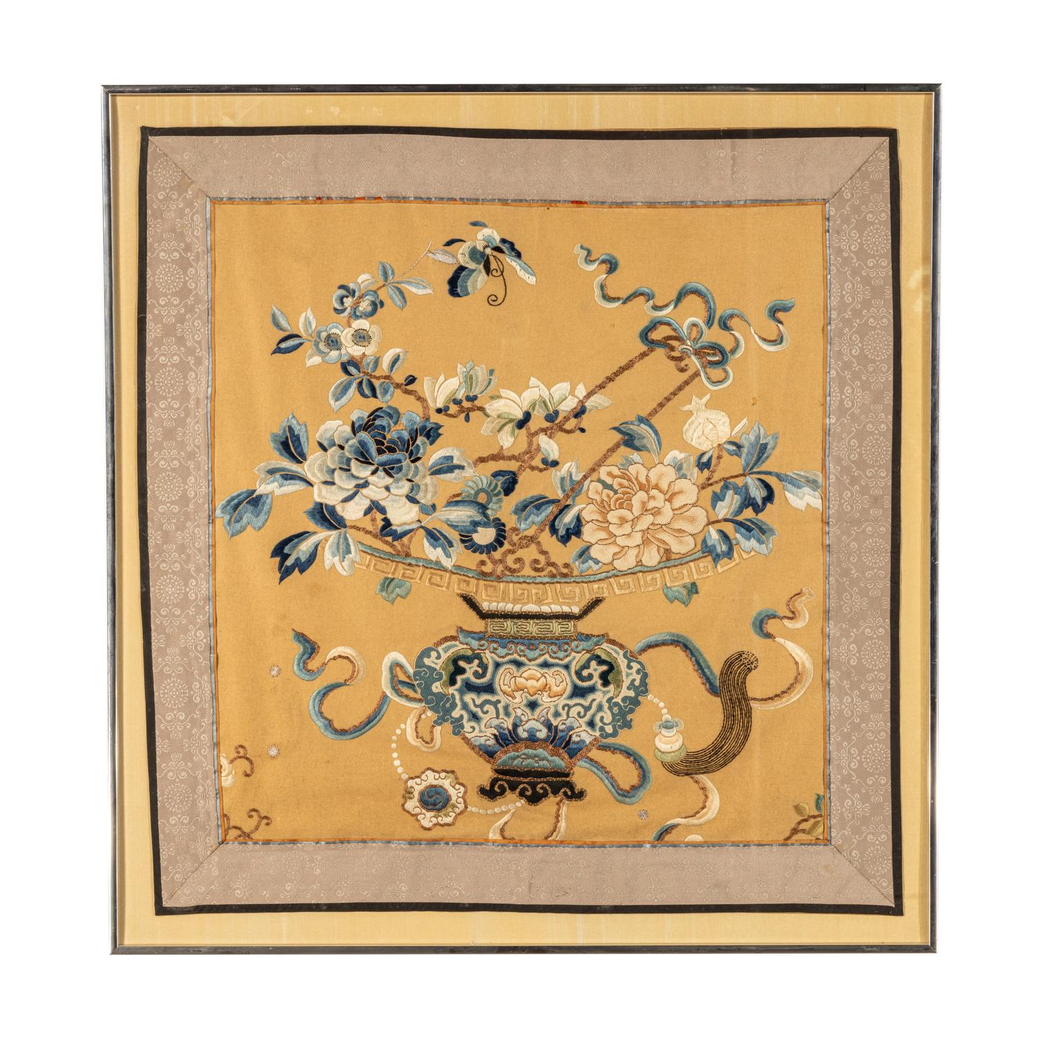 A Chinese Embroidered Silk Panel