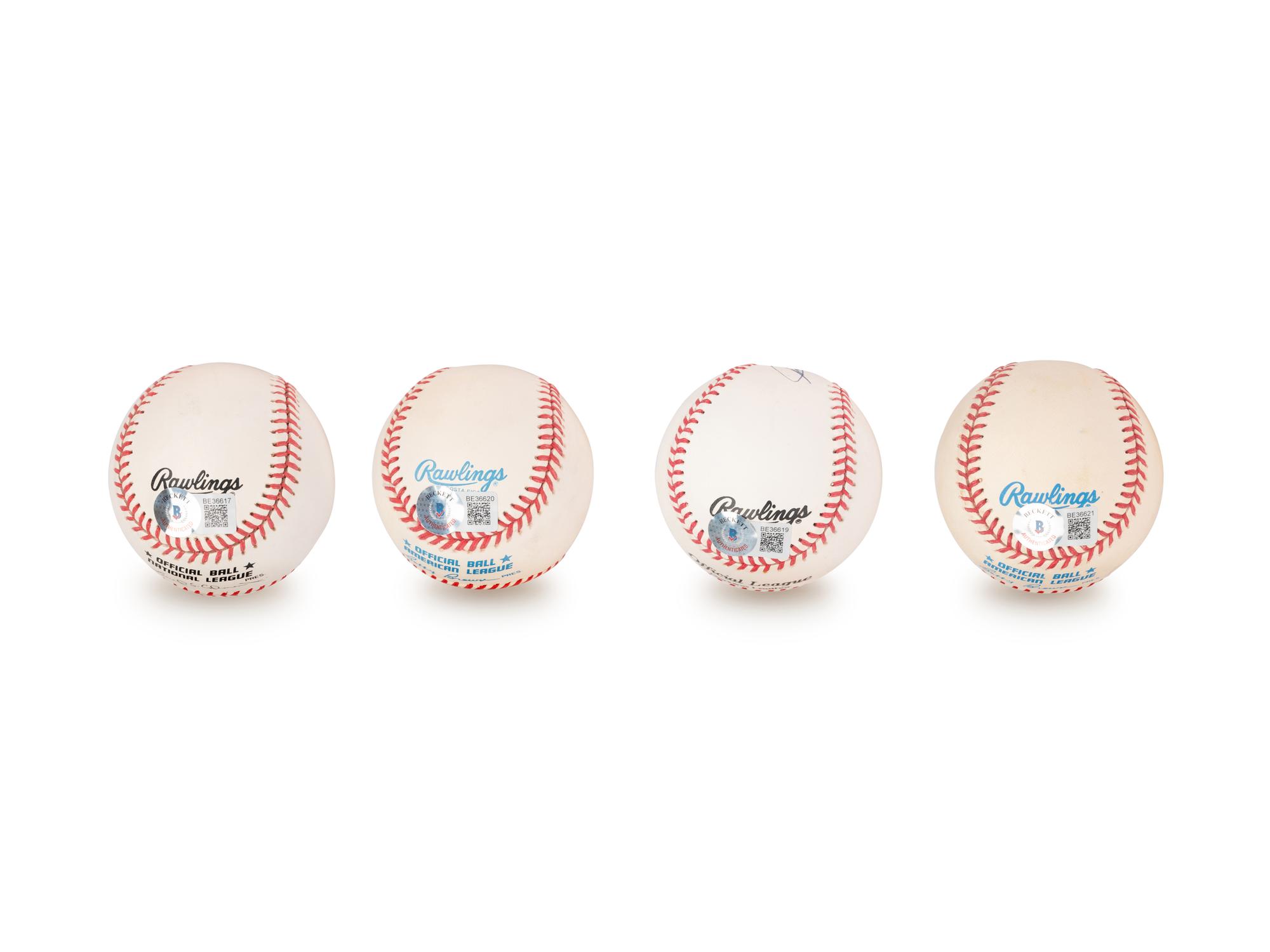 A Group of Four Signed Autograph Hall of Fame Baseballs (Beckett Authentication Services BAS Certified),