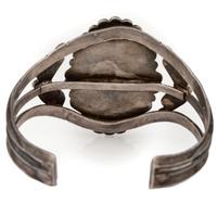 Navajo Fred Harvey Era Silver and Petrified Wood Cuff Bracelet