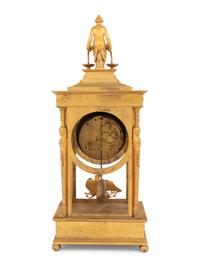 An Empire Gilt Bronze Figural Mantel Clock