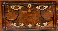 A Louis XV Style Gilt Bronze Mounted Marquetry Marble-Top Commode