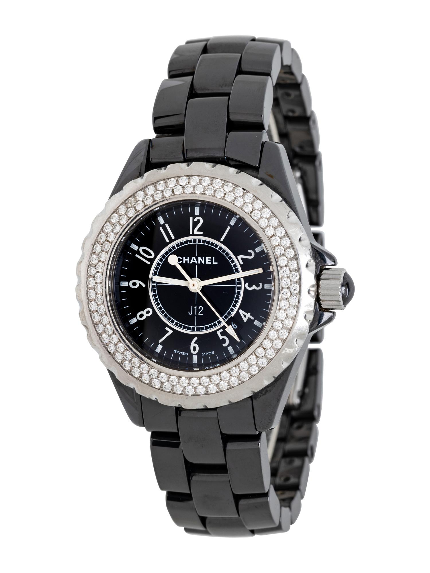 CHANEL, REF. H0949 BLACK CERAMIC, STAINLESS STEEL, AND DIAMOND 'J12' WATCH, BOX & PAPERS