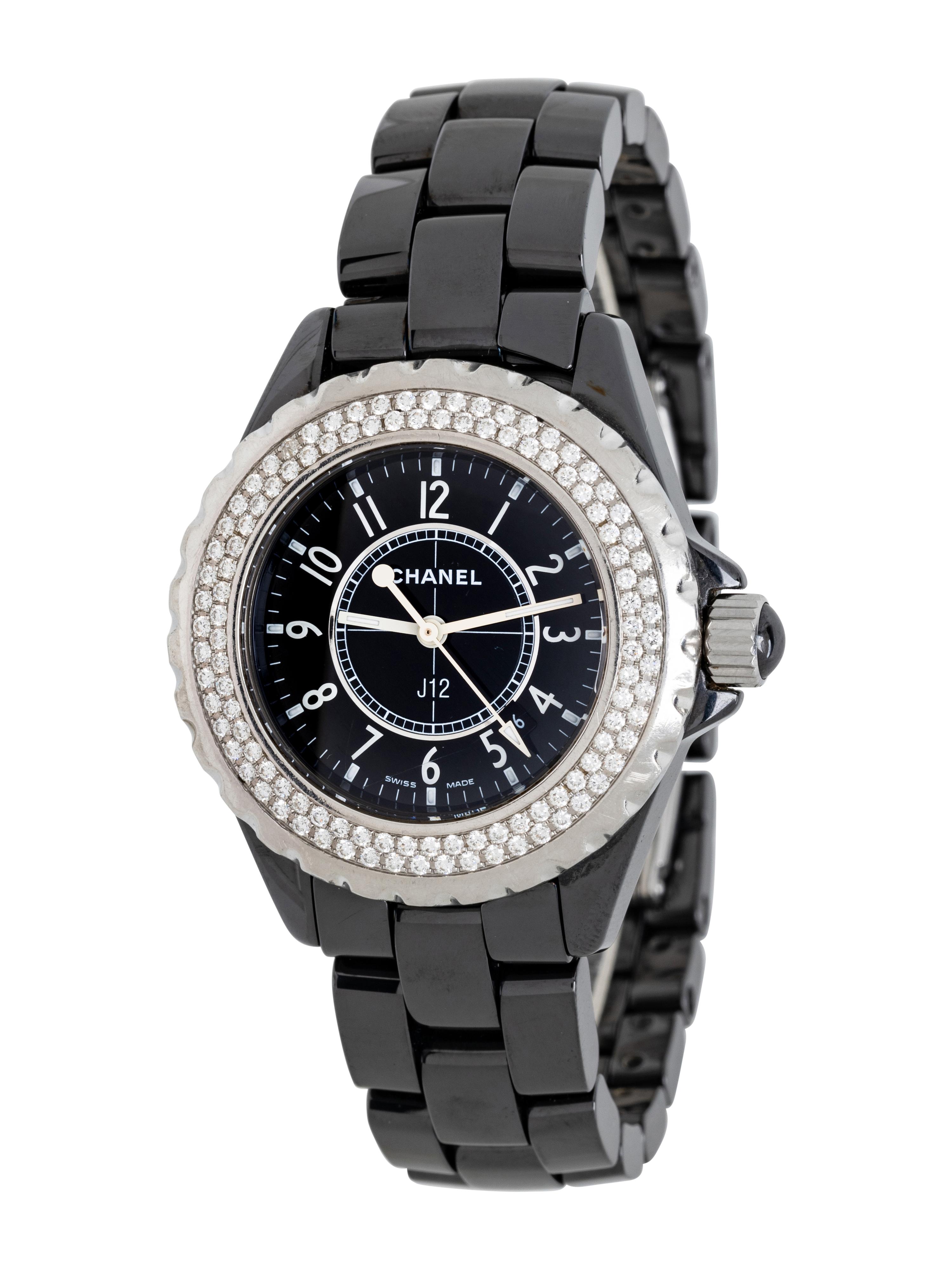 CHANEL, REF. H0949 BLACK CERAMIC, STAINLESS STEEL, AND DIAMOND 'J12' WATCH, BOX & PAPERS