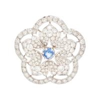 PLATINUM, DIAMOND, AND SAPPHIRE BROOCH