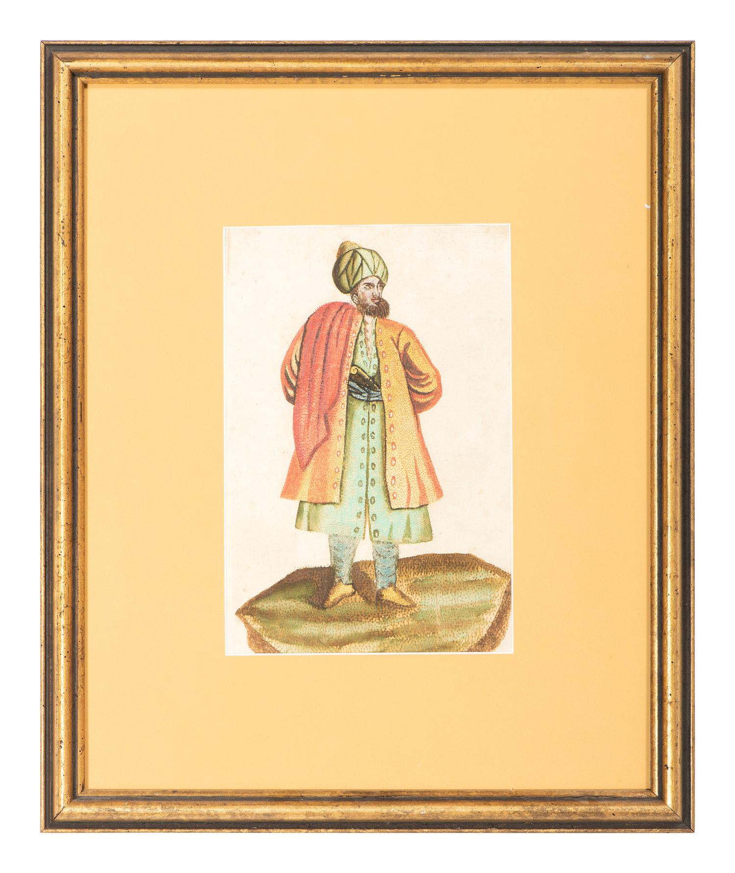 Two Pinprick and Watercolor Pictures of Men