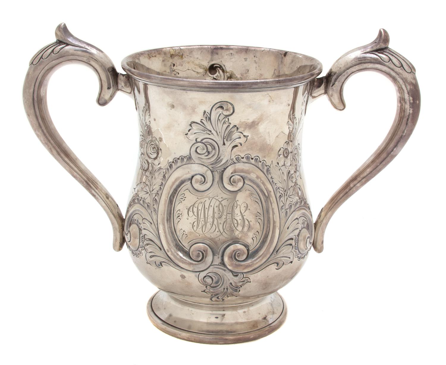 An American Silver Repousse Loving Cup, Howard & Co., New York, NY., 19th Century, monogrammed
