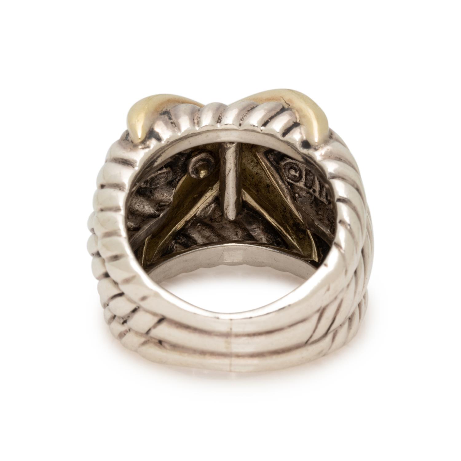 DAVID YURMAN, STERLING SILVER AND YELLOW GOLD RING