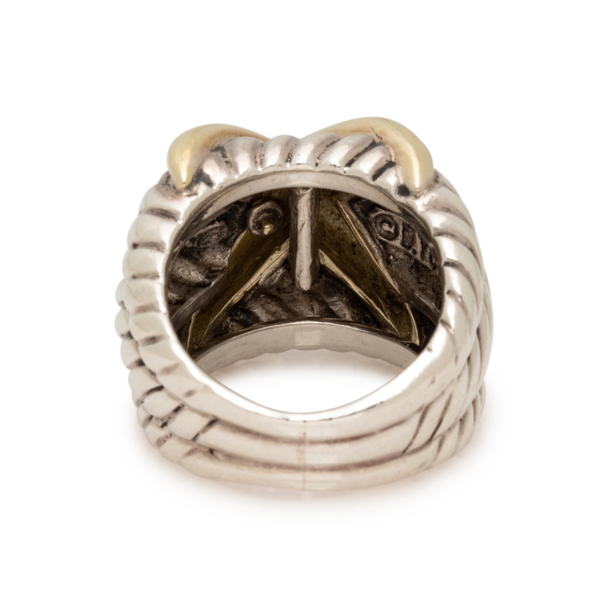DAVID YURMAN, STERLING SILVER AND YELLOW GOLD RING