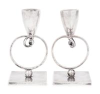 A Pair of Mexican Silver Candlesticks