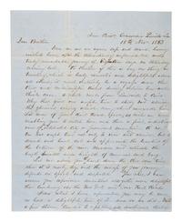 [LOUISIANA]. A letter describing the journey from New York to Louisiana along with the devastation wrought by the 1853 yellow fever outbreak in Natchez, Mississippi.