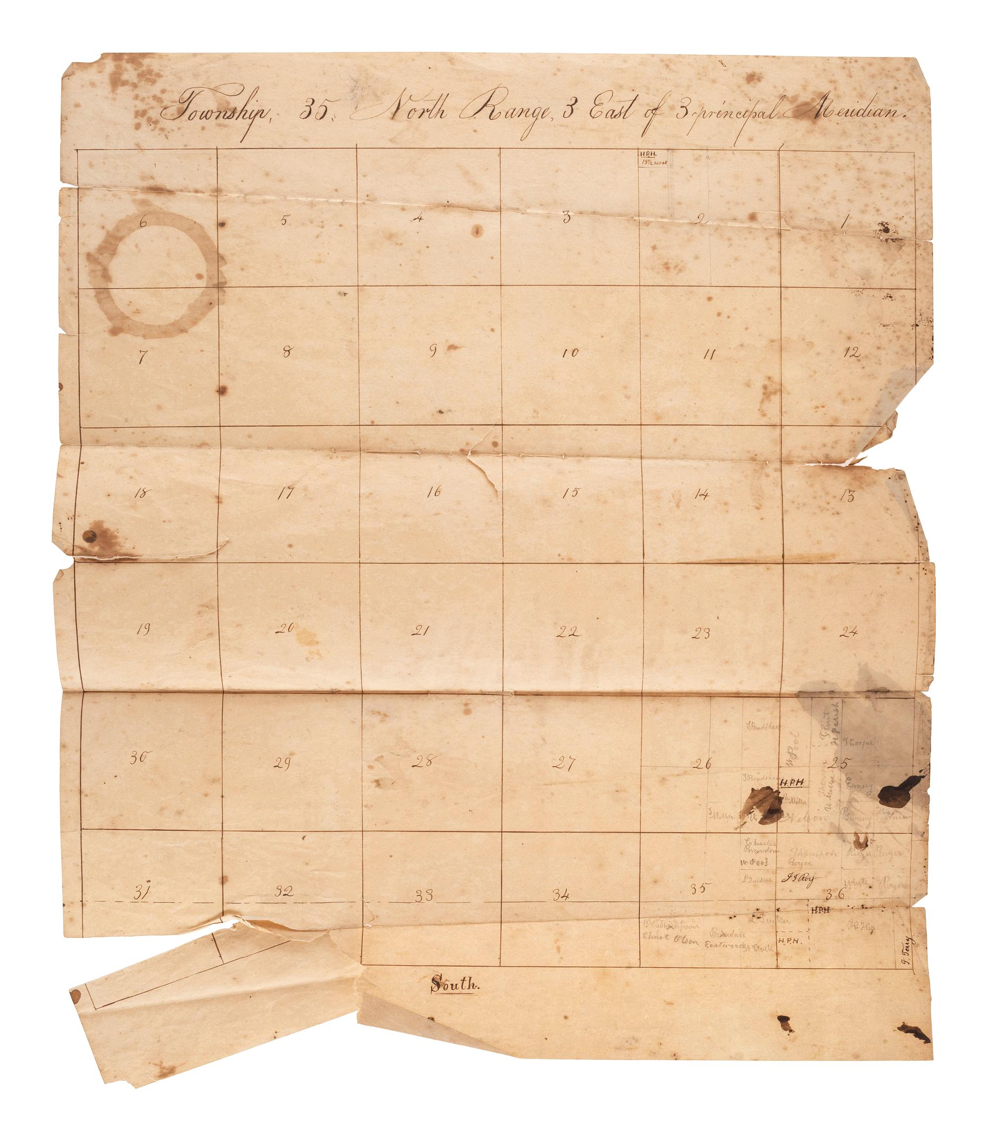 [MAPS & ATLASES]. Surveyor's ledger. Schuyler County, IL, 1867-1868. [ With :] Four 19th-century land plats.