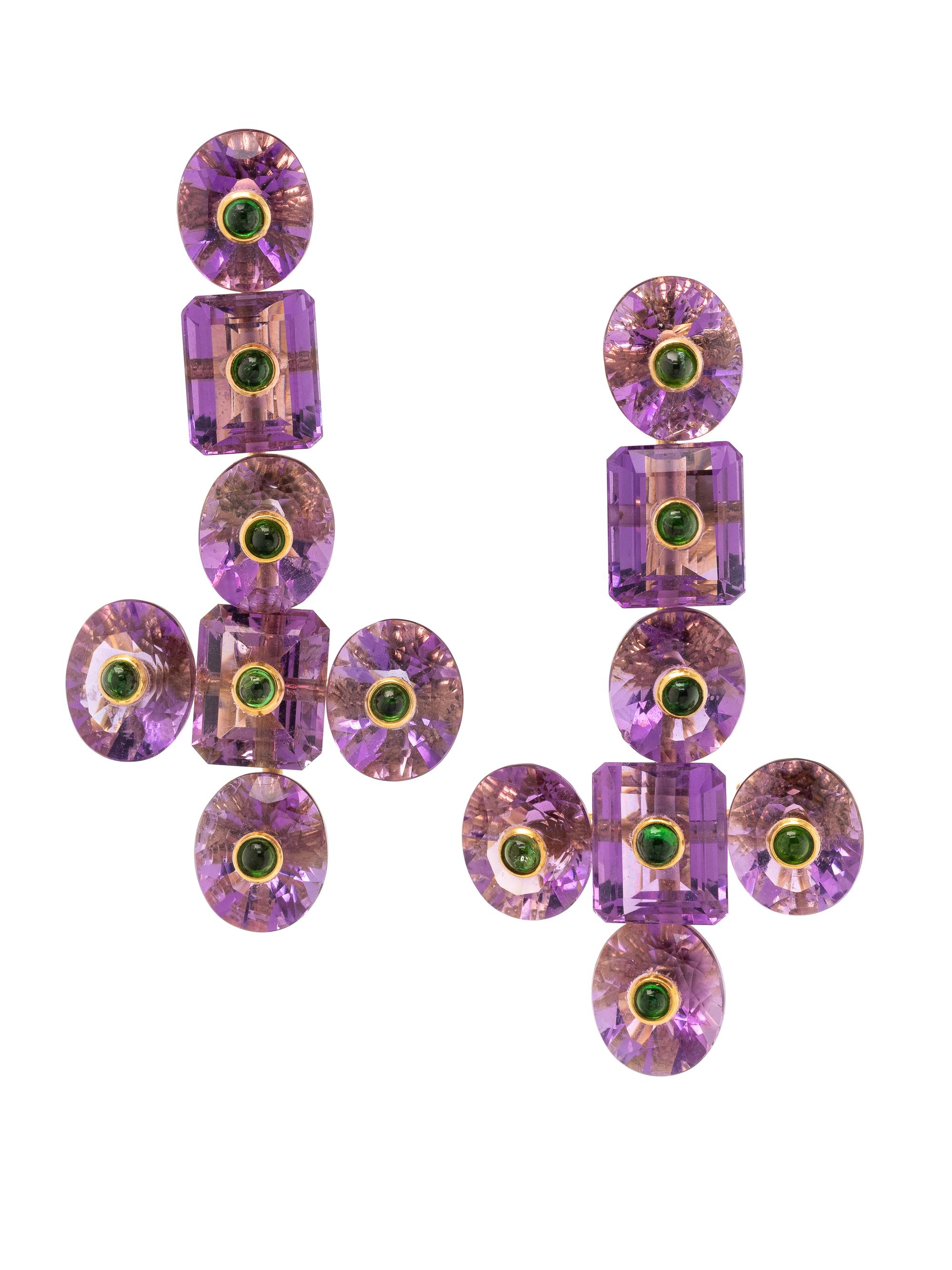 PRINCE DIMITRI, CONVERTIBLE AMETHYST AND PERIDOT EARCLIPS