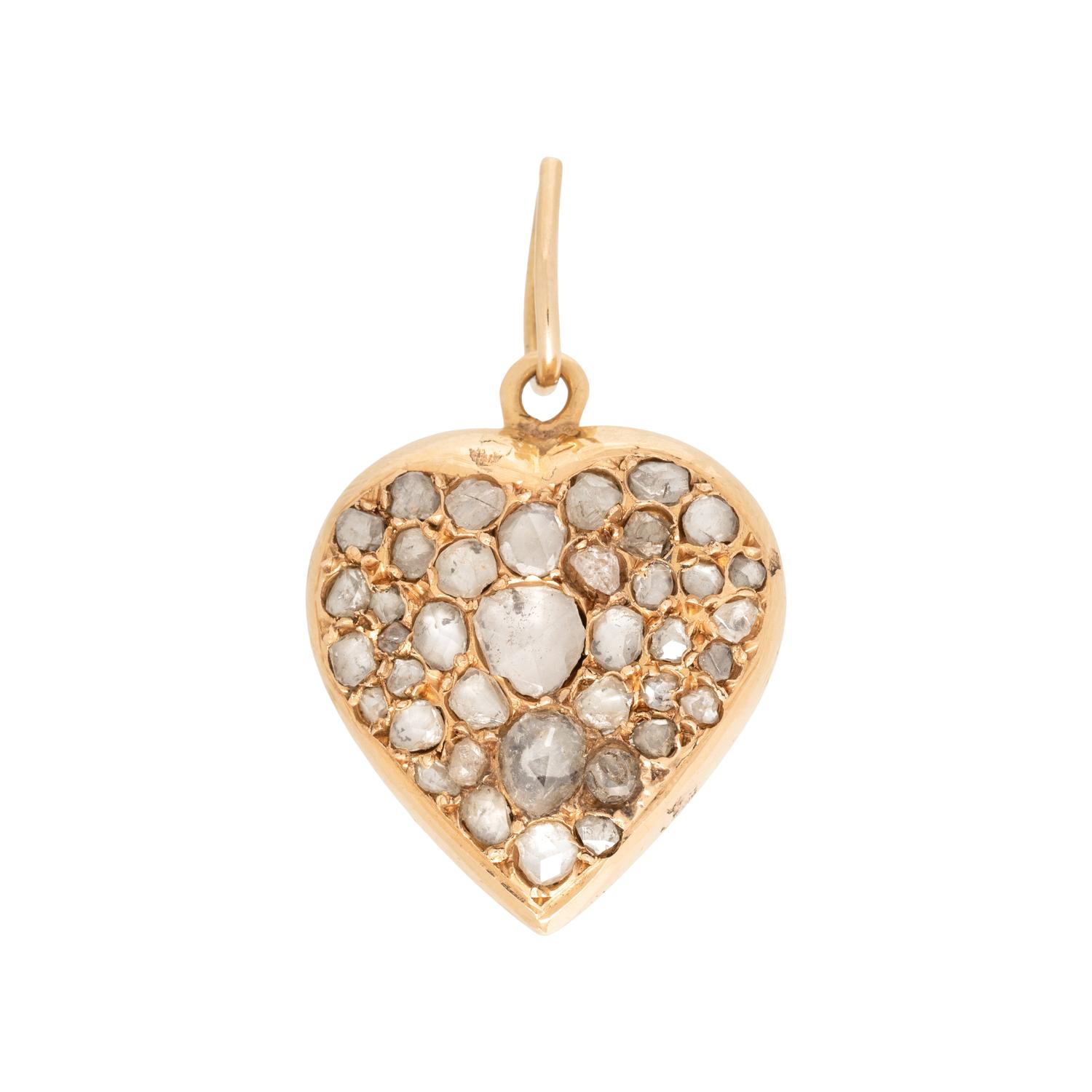 YELLOW GOLD AND DIAMOND HEART PENDANT