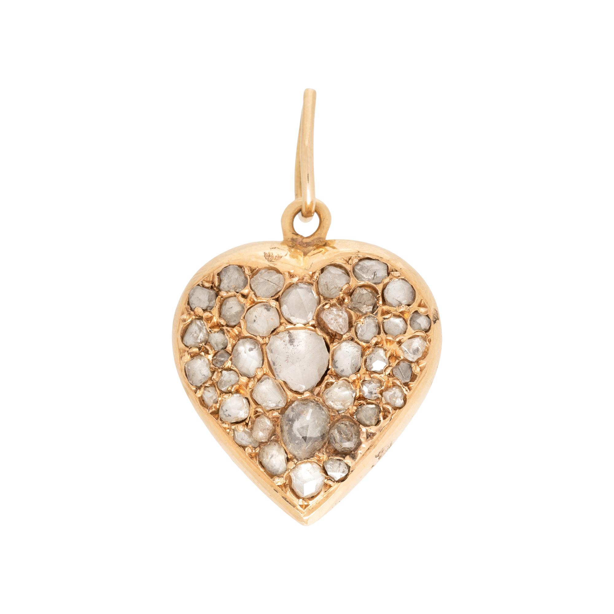 YELLOW GOLD AND DIAMOND HEART PENDANT