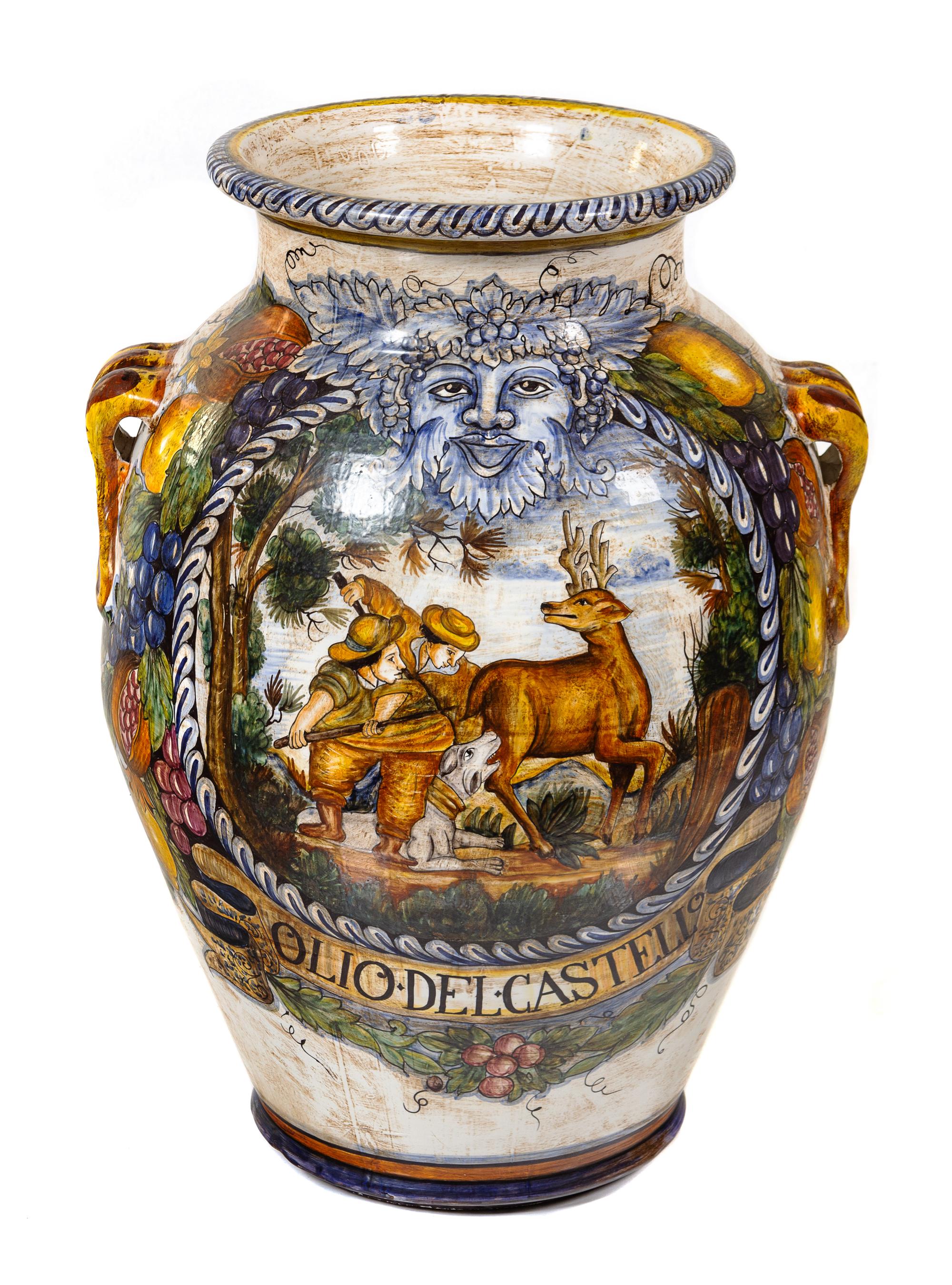 An Italian Majolica Oil Jar Height 32 1/2 inches. — 20TH CENTURY