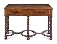 A William and Mary Style Walnut and Marquetry Console Table