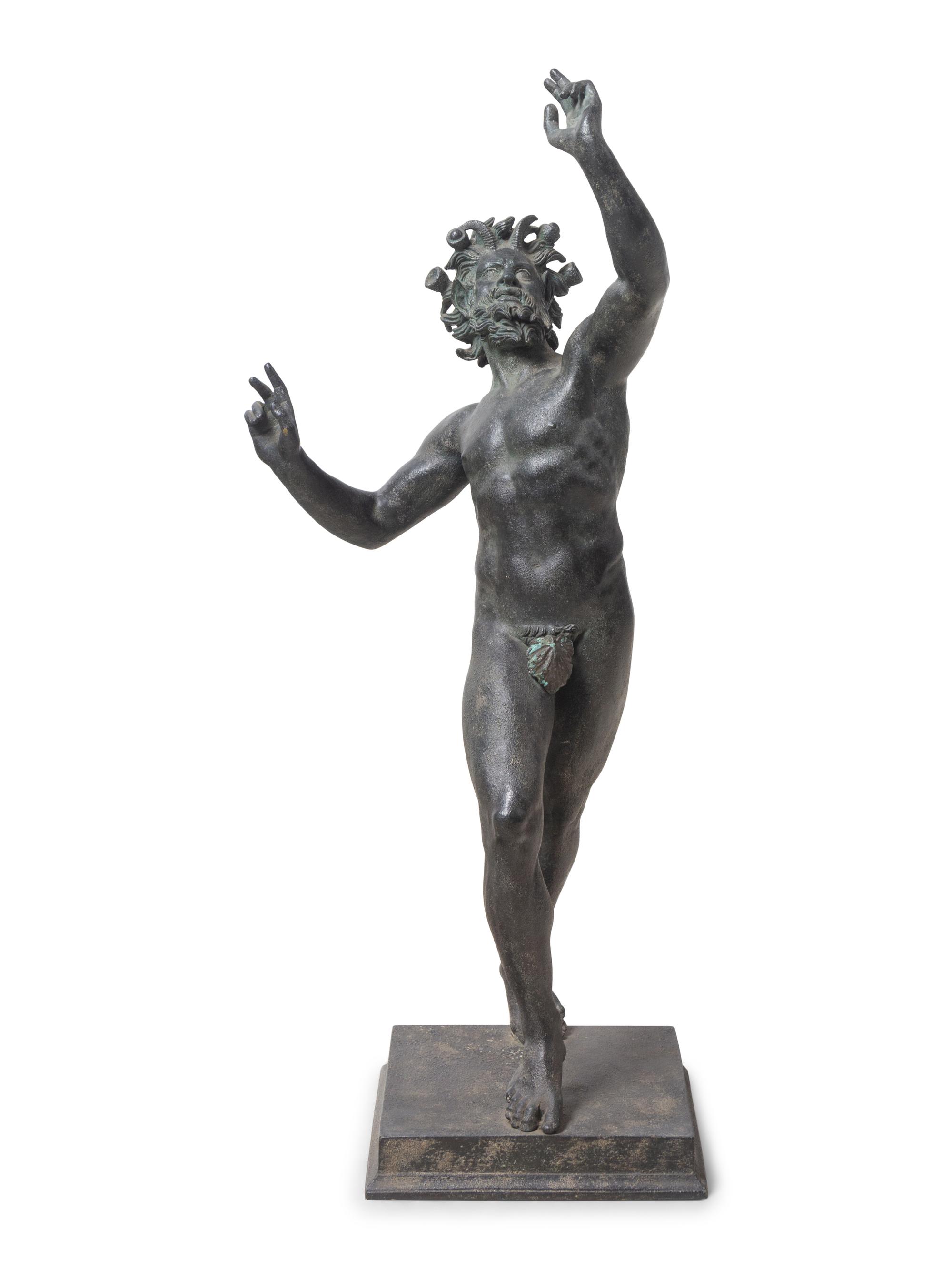 An Italian Grand Tour Bronze of the Dancing Faun of Pompeii
