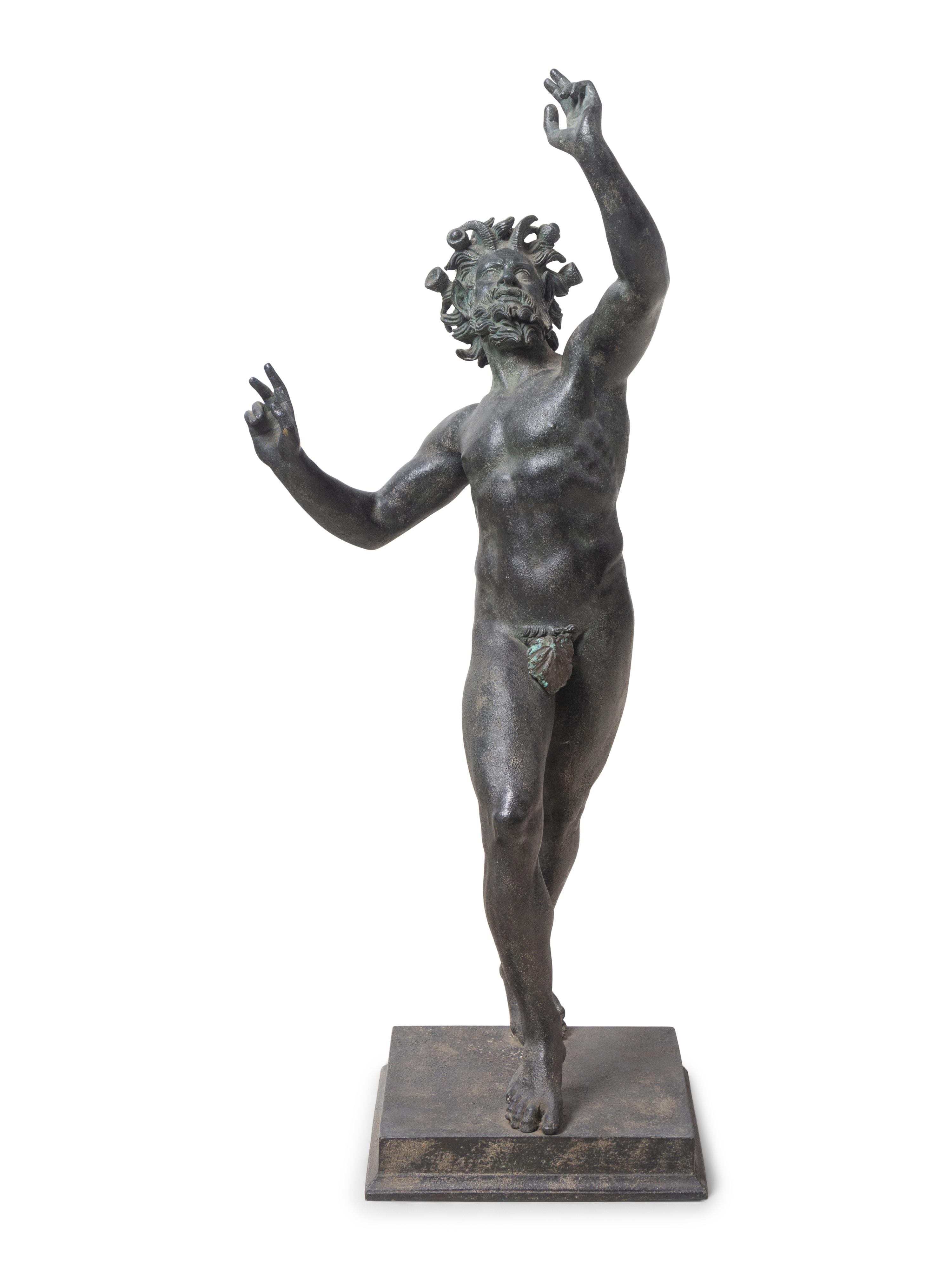 An Italian Grand Tour Bronze of the Dancing Faun of Pompeii
