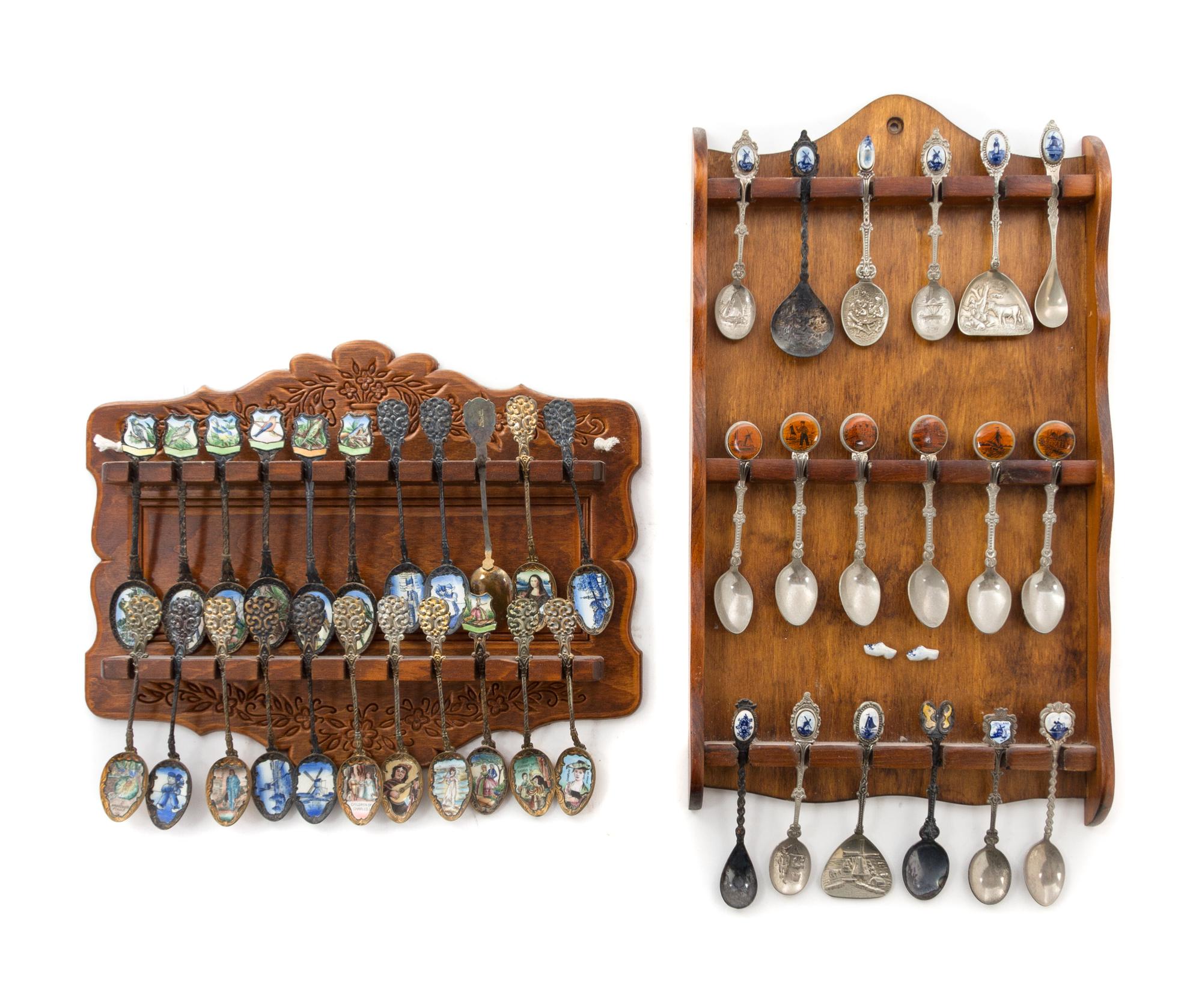 A Collection of 40 Silver and Enamel and Silver Collectors Spoons Average length 5 inches. — 19TH/20TH CENTURY