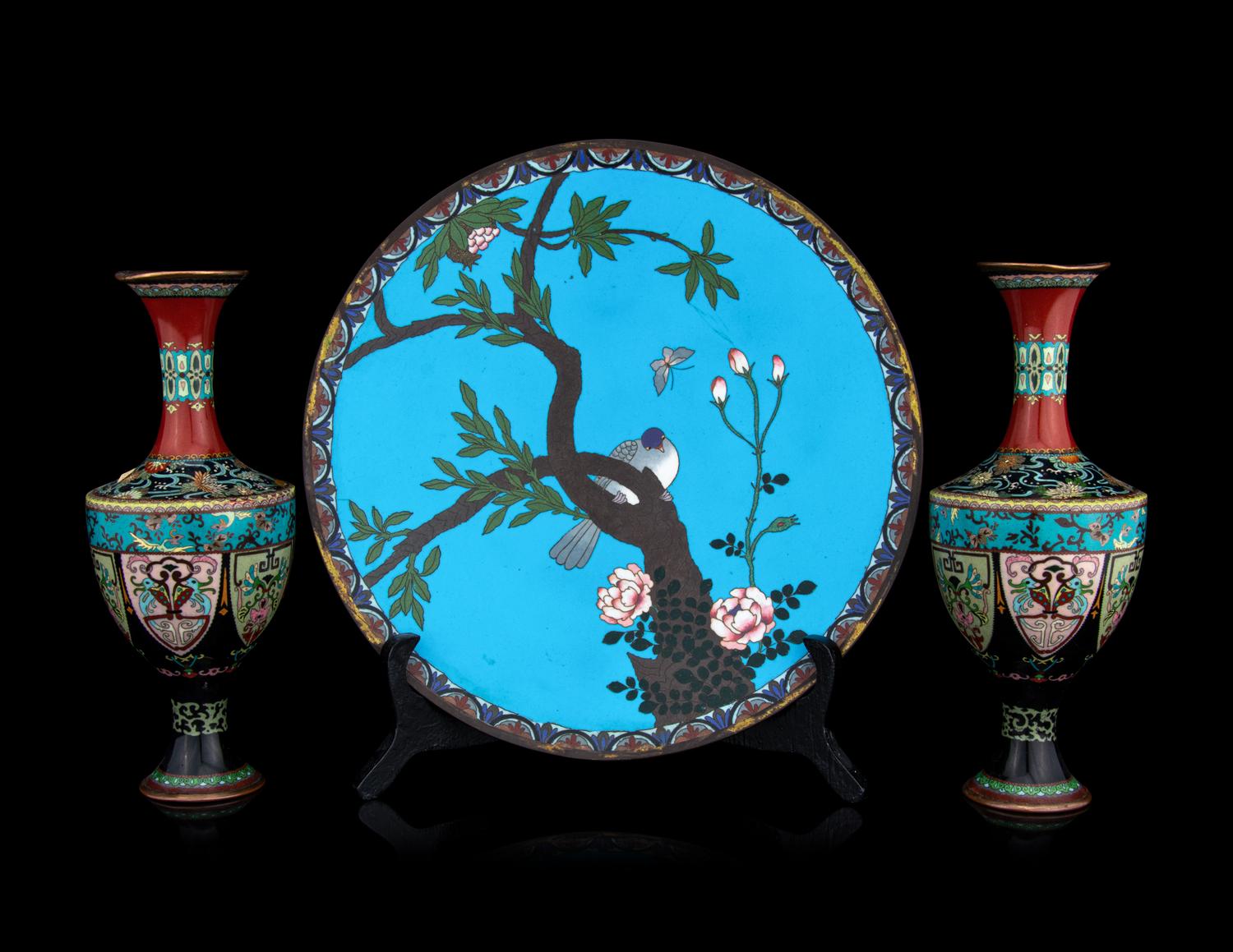 Three Japanese Cloisonne Articles