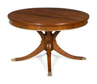 A Regency Mahogany Brass Mounted Extendable Pedestal Table