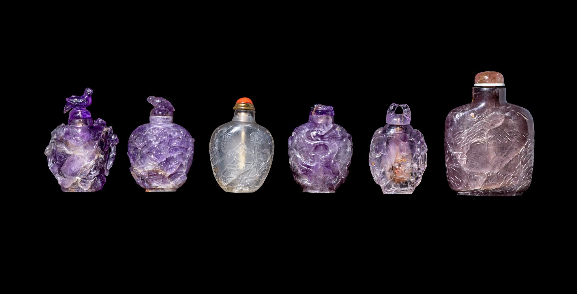 Six Chinese Precious Stone Snuff Bottles