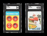 A 1963 Topps Pete Rose Rookie Baseball Card No. 537 (SGC 3 VG) and 1965 Topps Card No. 207 (SGC 4.5 VG-EX+)