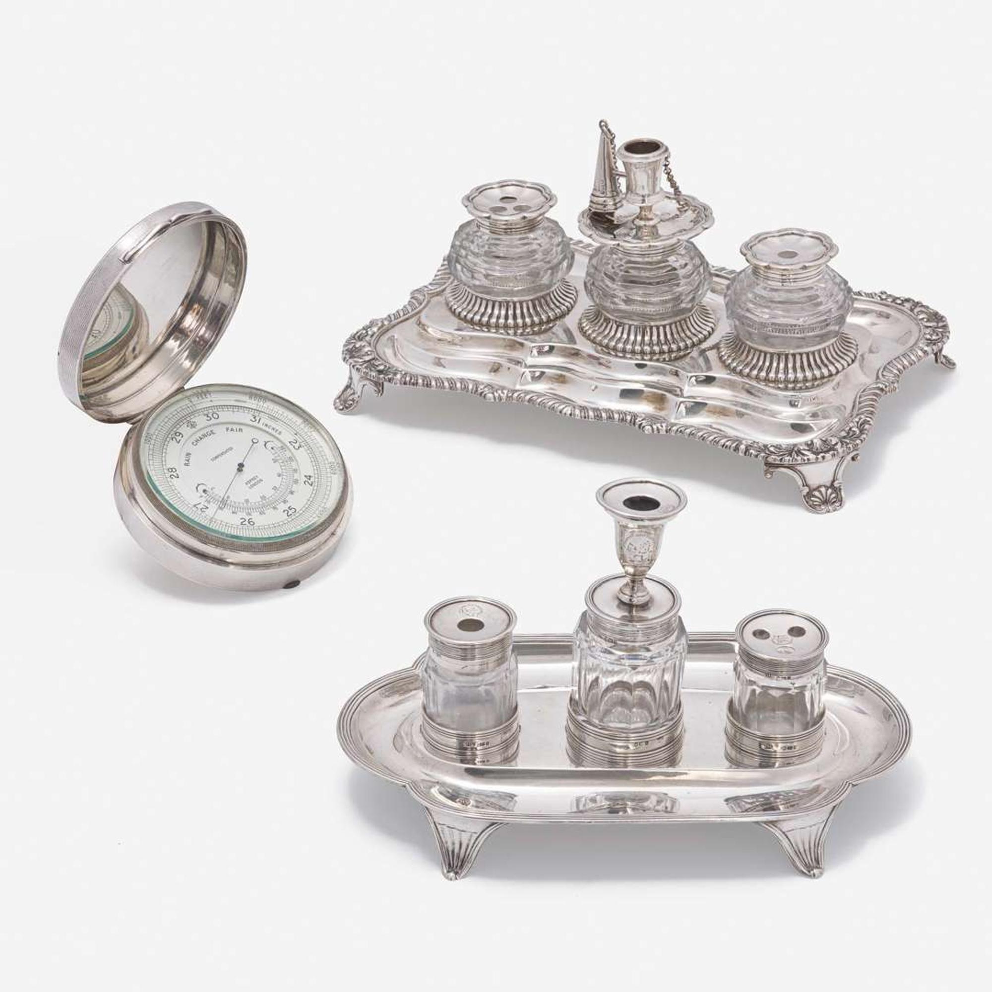 A Group of Sterling Silver Desk Items various makers and dates