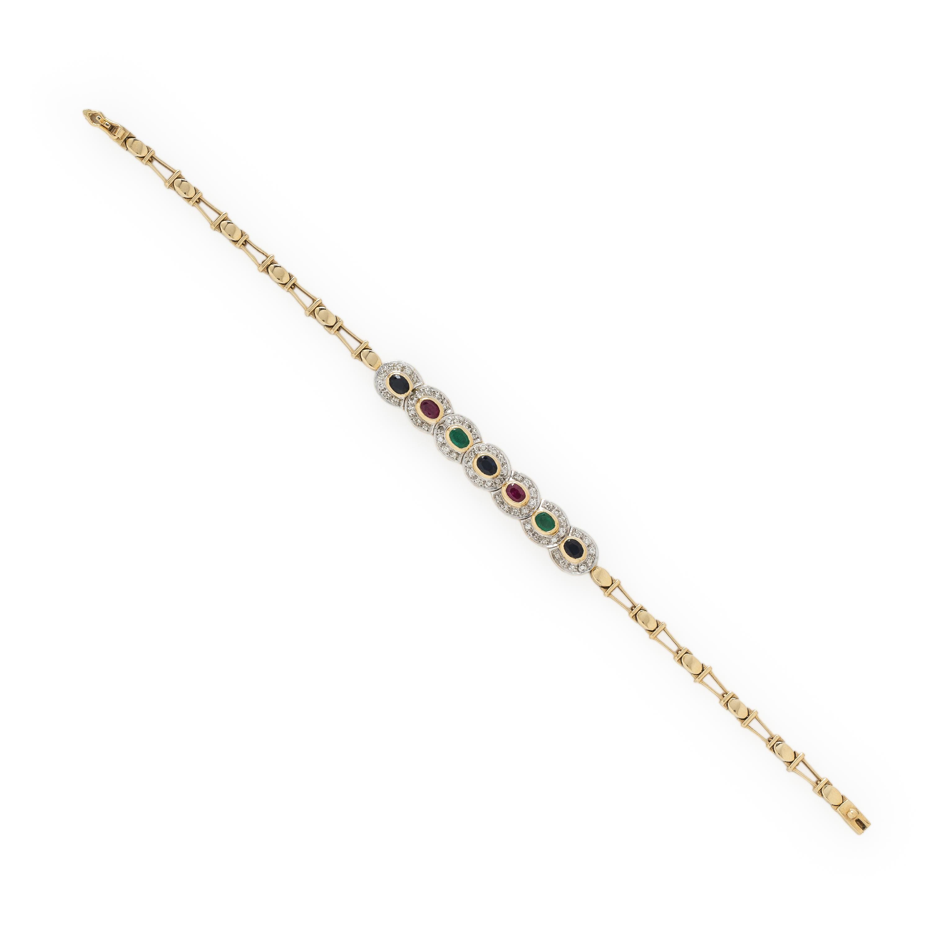 Multigem and Yellow Gold Bracelet