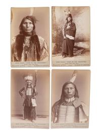 ELLIOTT AND FRY, photographers. Four cabinet cards of Cheyenne and Shoshone Indians from Buffalo Bill's Wild West show. London, ca 1887.