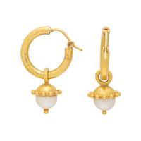ELIZABETH LOCKE, YELLOW GOLD AND CULTURED PEARL HOOP EARRINGS