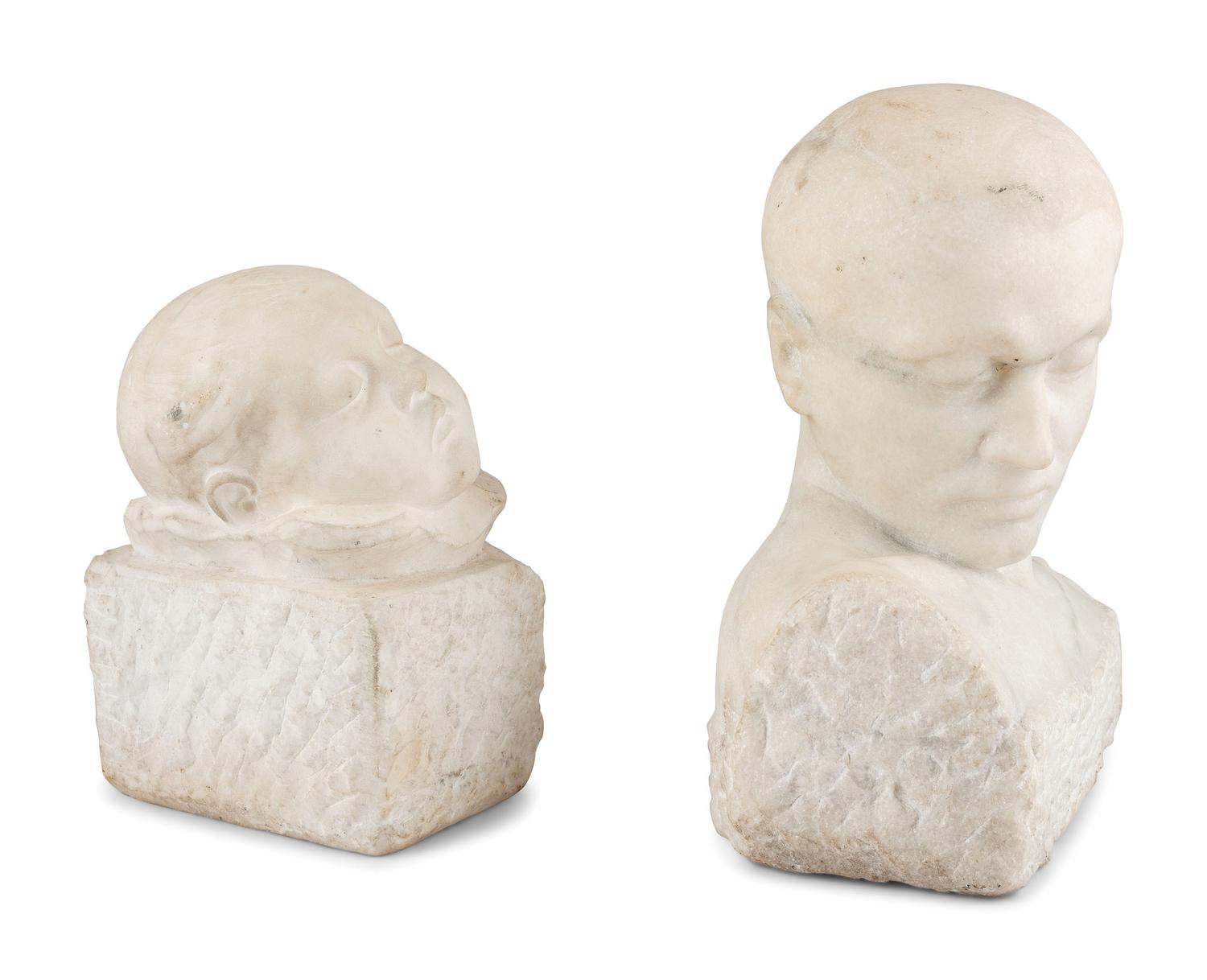 Two Carved White Marble Busts