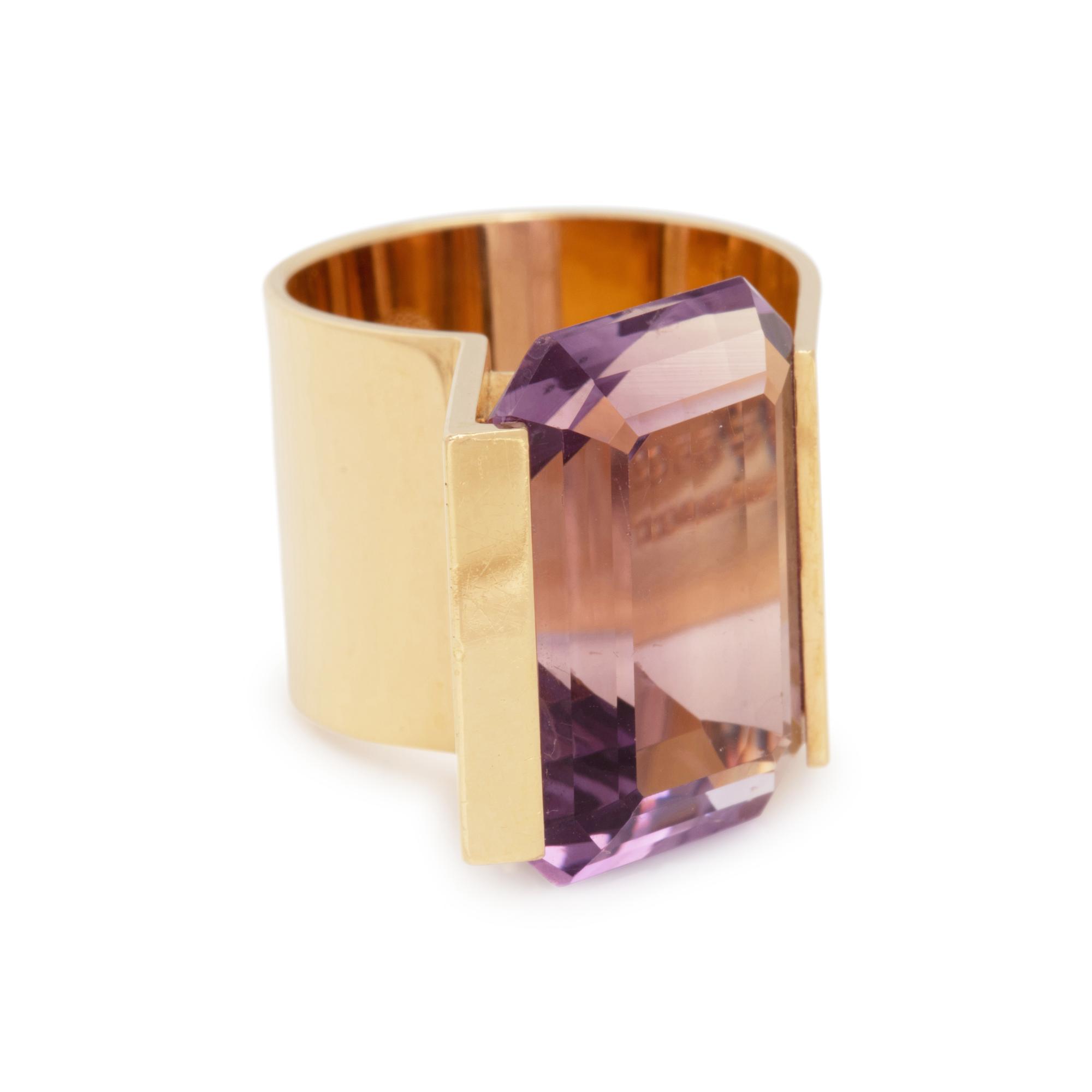 GEORG JENSEN, YELLOW GOLD AND AMETHYST RING