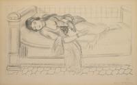 Orientale sur lit de repos, sol de carreaux rouges (Oriental Day Bed, Red Tiled Floor)