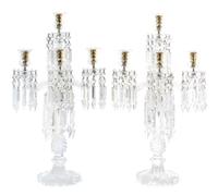 A Pair of Cut Glass Five-Light Candelabra Height 19 inches. — 19TH CENTURY