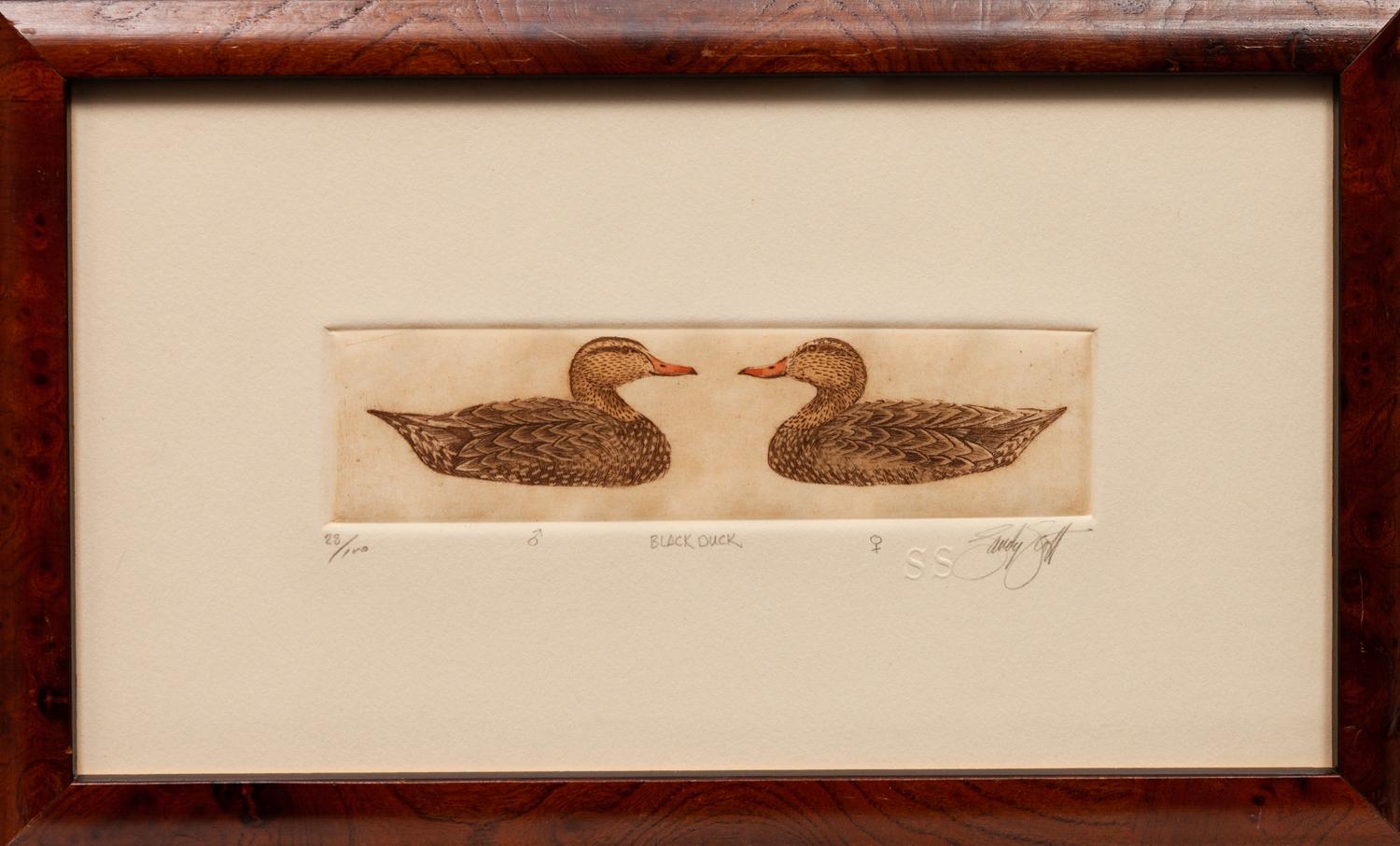 Six Framed Prints, in Four Frames: Green-Winged Teal, Artist's Proof; Goldeneye & Bluebill Decoys, edition 34/100; Black Duck, edition 28/100; together in one frame: Redhead , edition 17/100; Bluebill , edition 10/100; Pintail , Artist's Proof