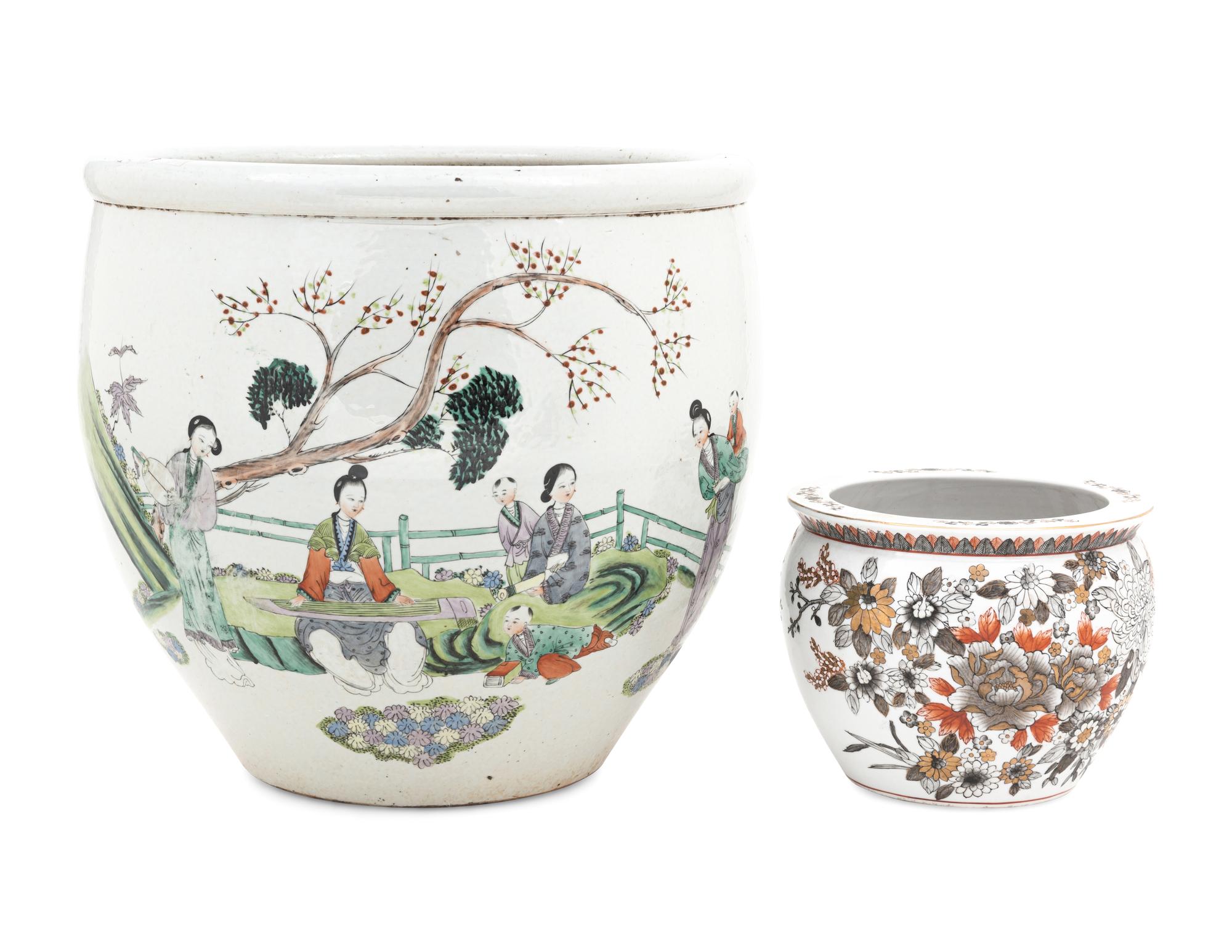 Two Chinese Famille Rose Porcelain Pots
