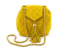 A Chanel Yellow Quilted Suede Bag, 8 1/2 x 7 x 3 inches.