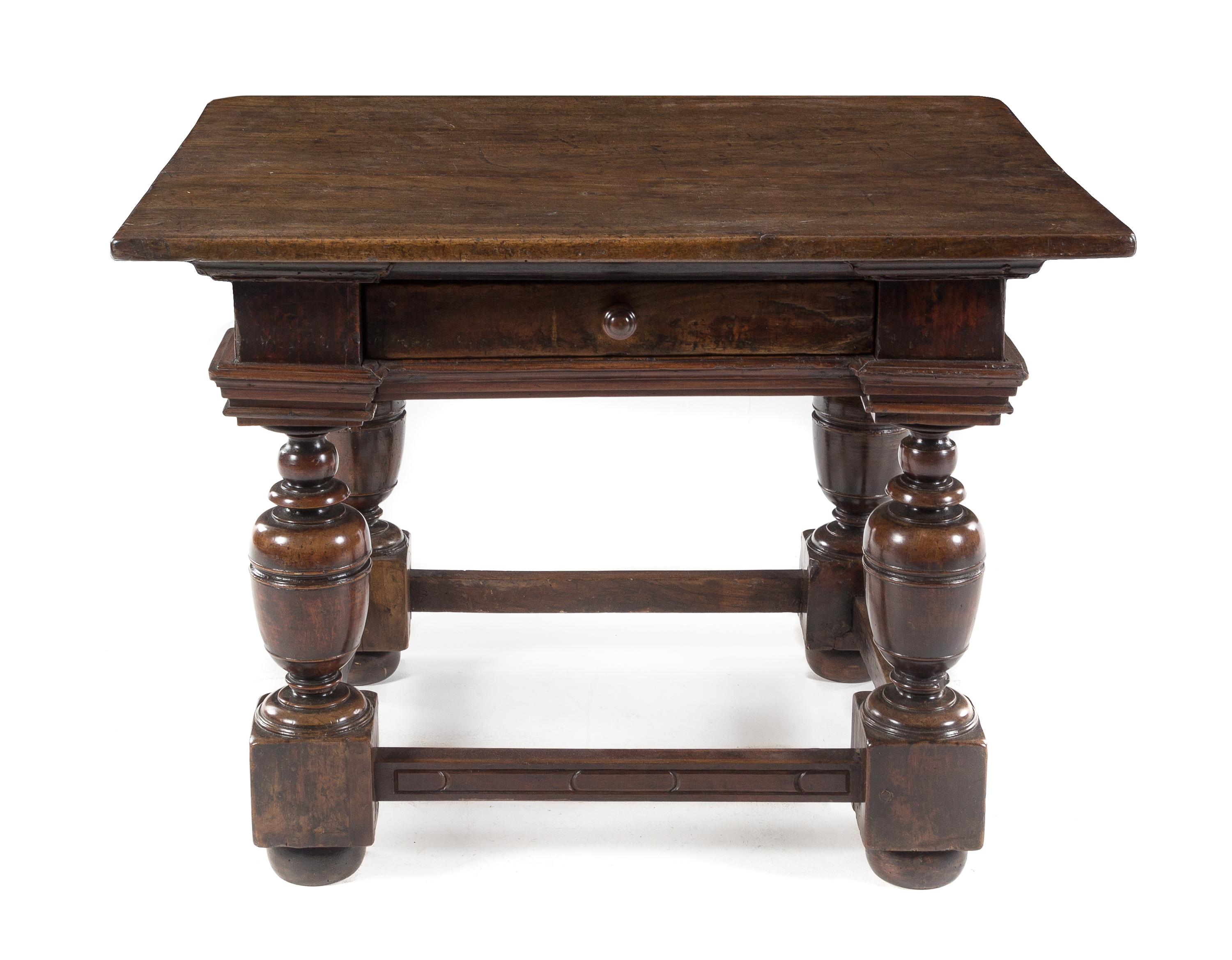 An Italian Renaissance Walnut Table Height 31 3/4 x width 42 1/2 x depth 34 1/2 inches. — 17TH/18TH CENTURY