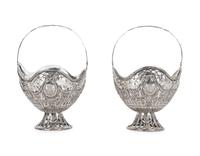 A Pair of German Silver Reticulated Fruit Baskets