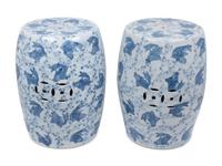 A Pair of Blue and White Porcelain Garden Seats