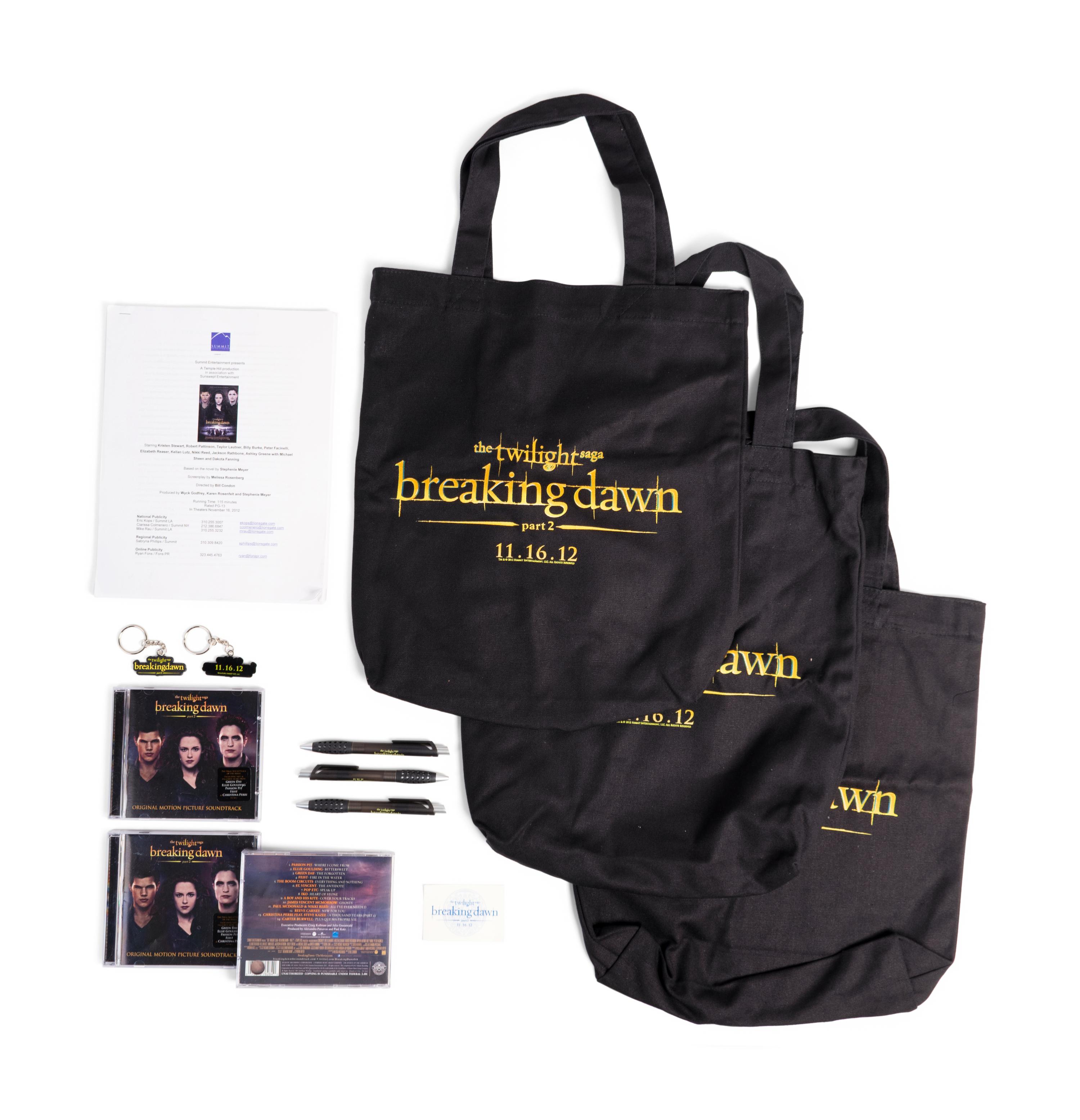 (Film Memorabilia) A group of Memorabilia from the Twilight film franchise; comprising: