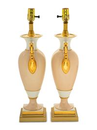 A Pair of Empire Style Porcelain Lamps