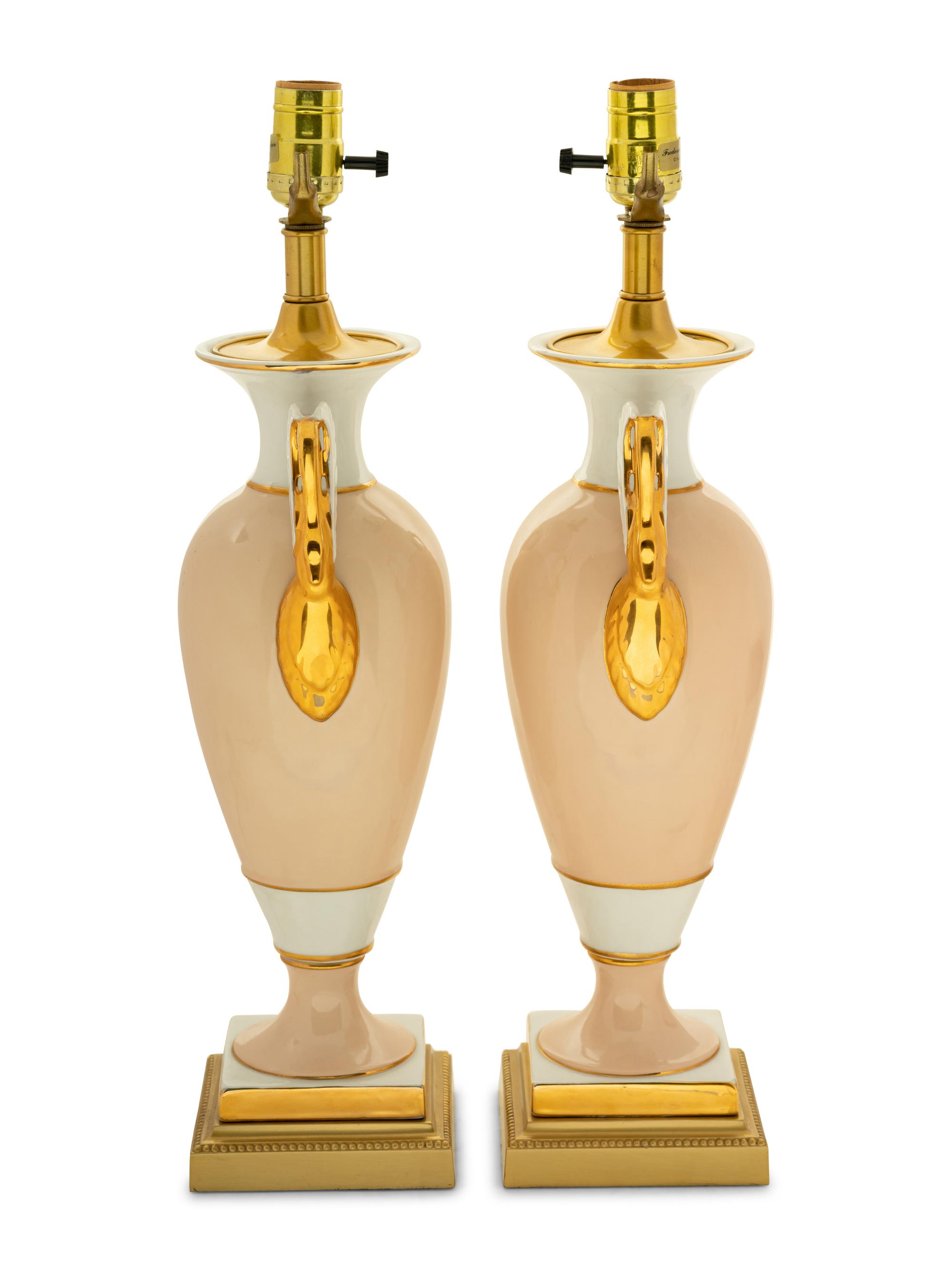 A Pair of Empire Style Porcelain Lamps