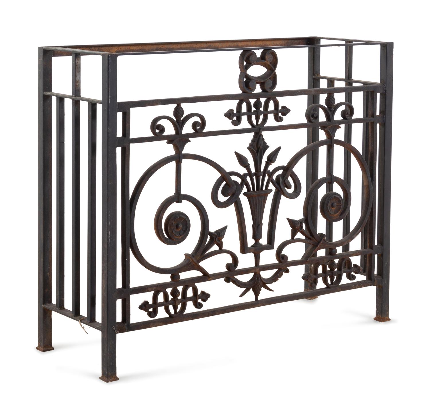 A French Iron Balcony Grate Converted to a Console Table